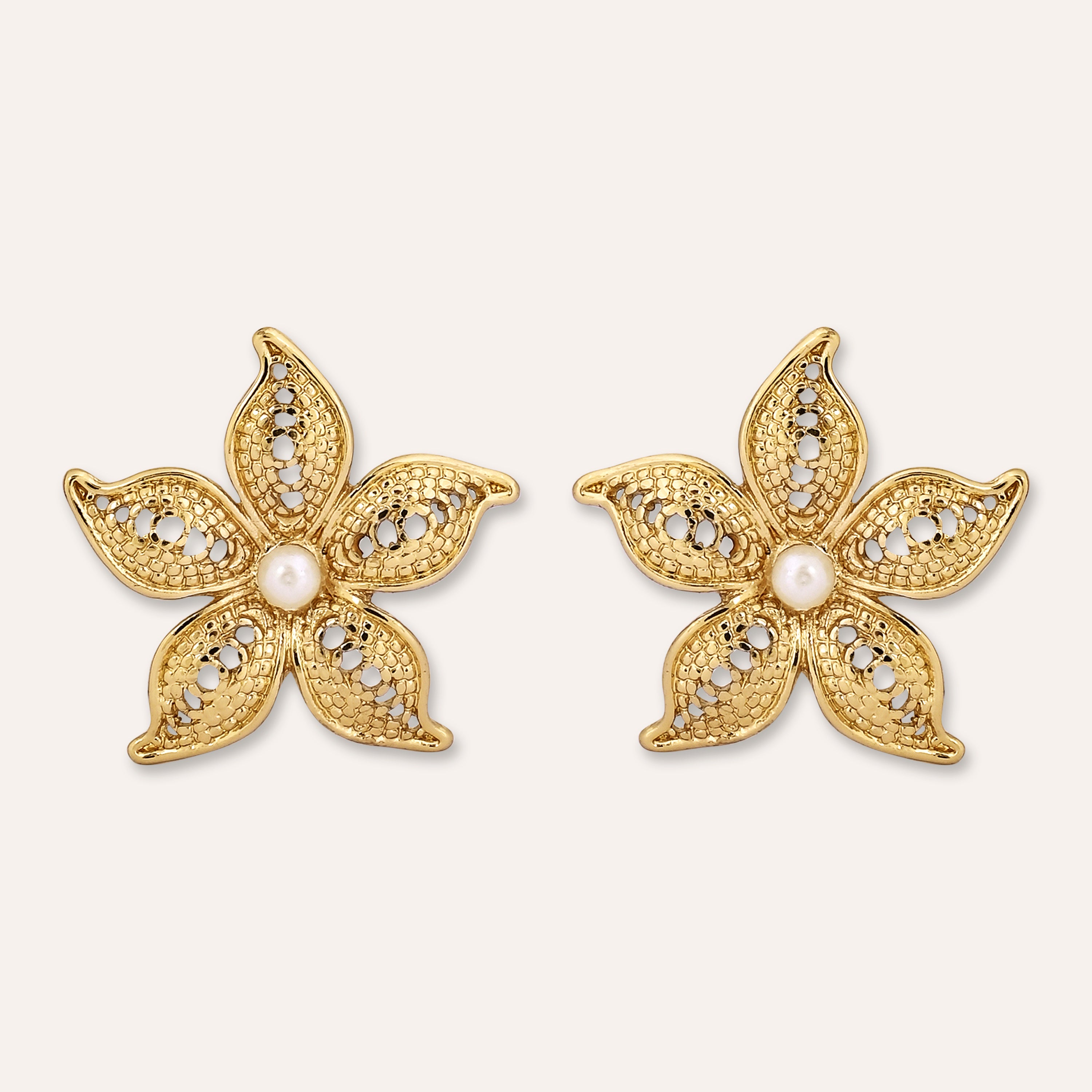 Gold toned Flower Earrings - PE100638 – Kaya Online